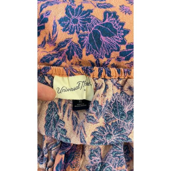 Universal Thread Orchid Floral Button Down Dress Tie Back Midi Sienna Blue XL - Picture 12 of 14